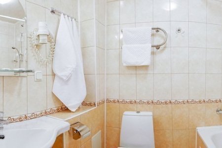 Душевая комната в номере Стандарт в отеле Полюстрово